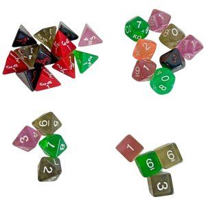 28 Piece RPG Dice Lot D&D Dungeons And Dragons Polyhedral Octahedon Pyramid Set